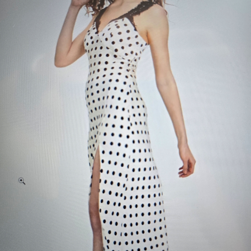 Top Polka Dot Trend NWT Astr Black and White Polka Dot Midi Dress